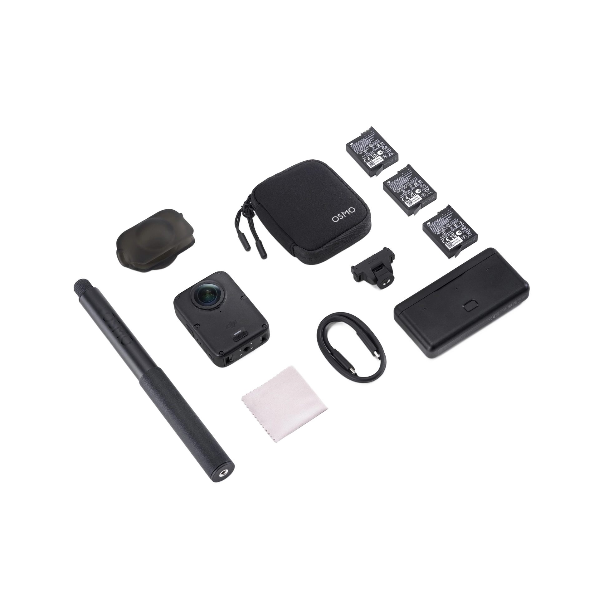 Полная комплектация DJI Osmo 360 II Adventure Combo с аккумуляторным кейсом и селфи-стиком